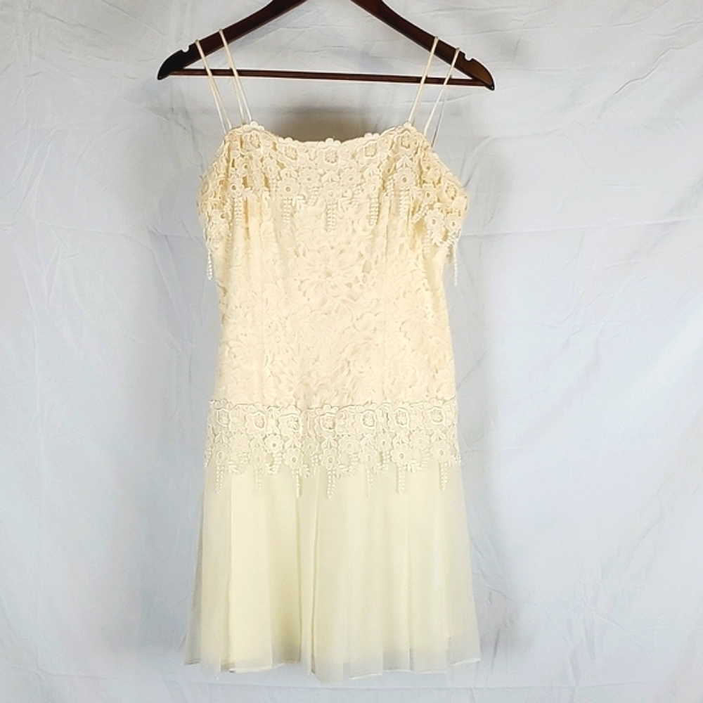 Jessica McClintock Cream Lace Mini Dress